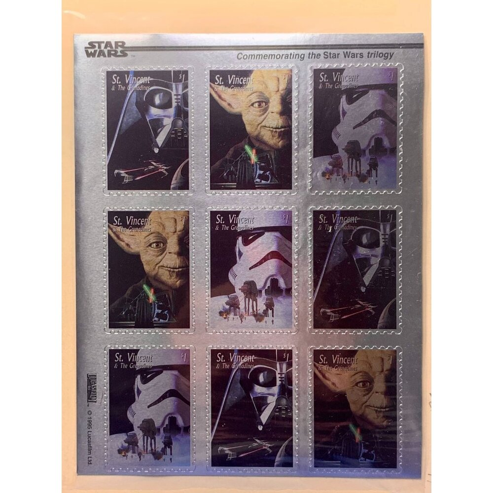 Star Wars Trilogy Stamps Sheet Commemorative St. Vincent Collectible